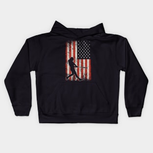 USA Flag Softball Player Kids Hoodie